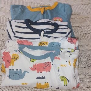 Koala Kids Blue and Yellow Footies Soft One Pieces